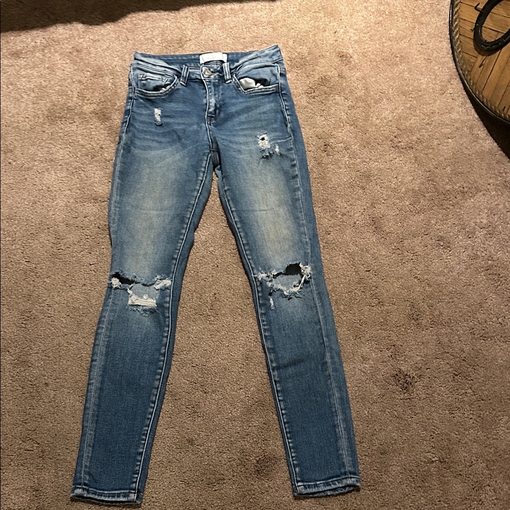 VERVET BY FLYING MONKEY Distressed Blue Skinny Jeans